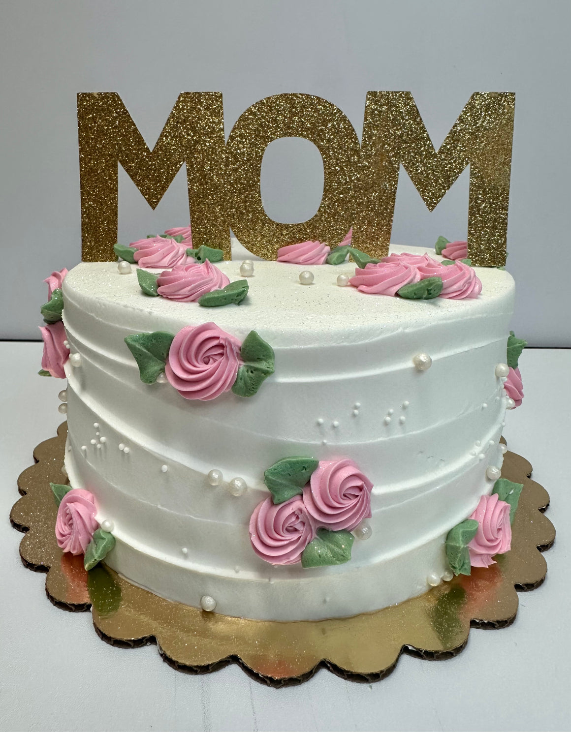 Decorated Mother's Day Cake - 6" - "Pearl Rosette Theme"