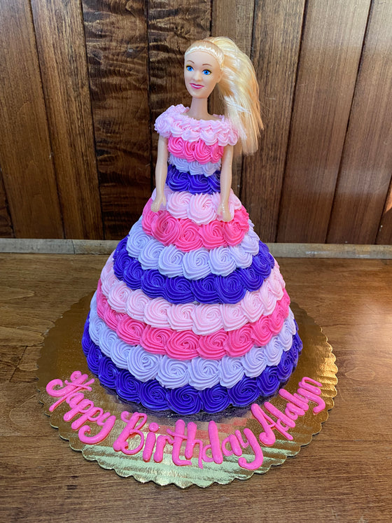 Doll Cake with "Multi-Color Country Rose" Dress