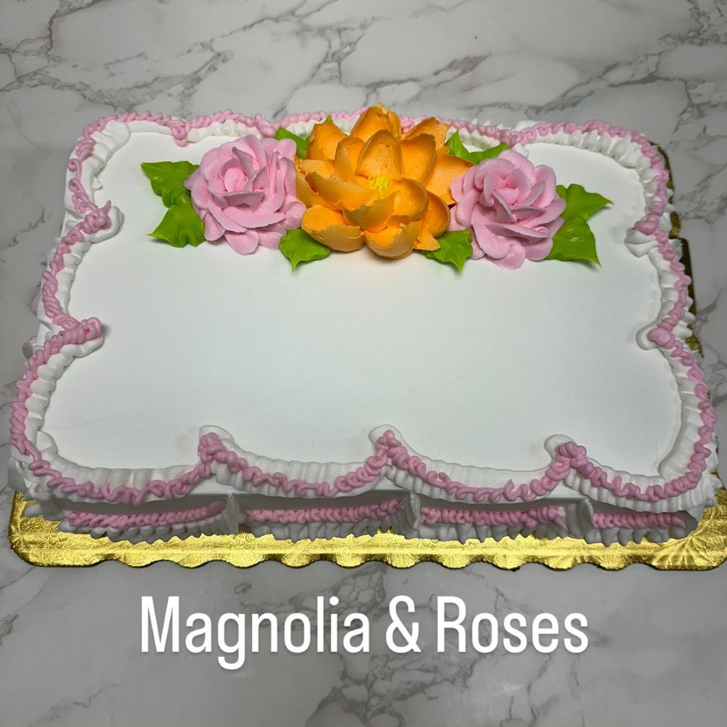 Traditional Floral Design Sheet Cake