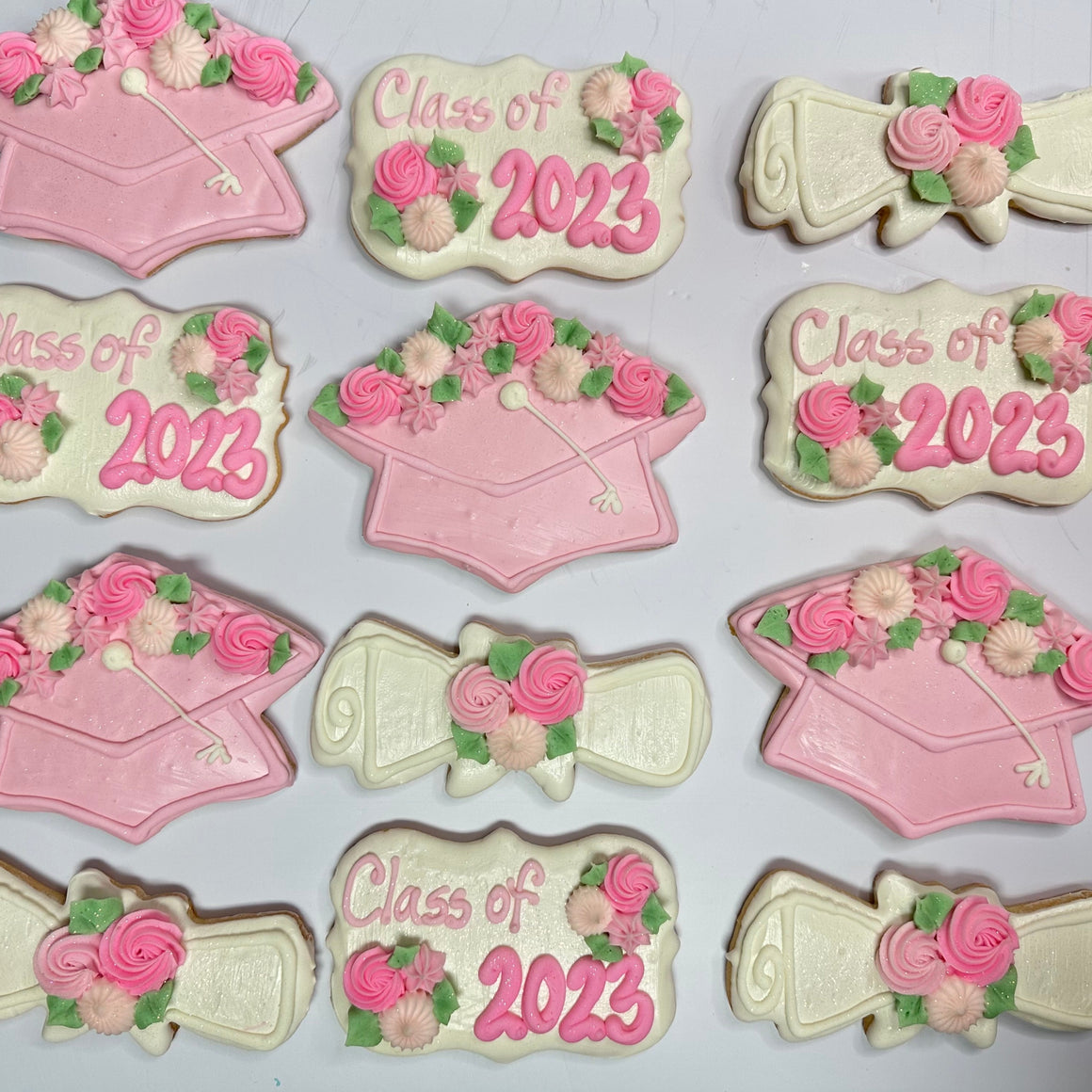 Floral Buttercream Decorated Graduation Cookies