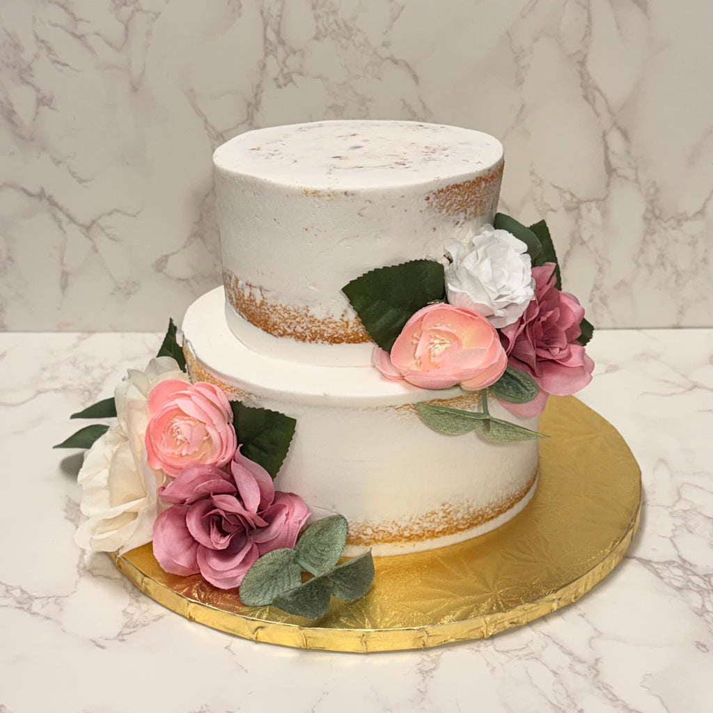 Naked Frosted Tiered Cake (Floral Optional)