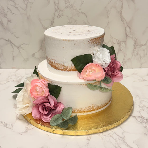 Naked Frosted Tiered Cake (Floral Optional)