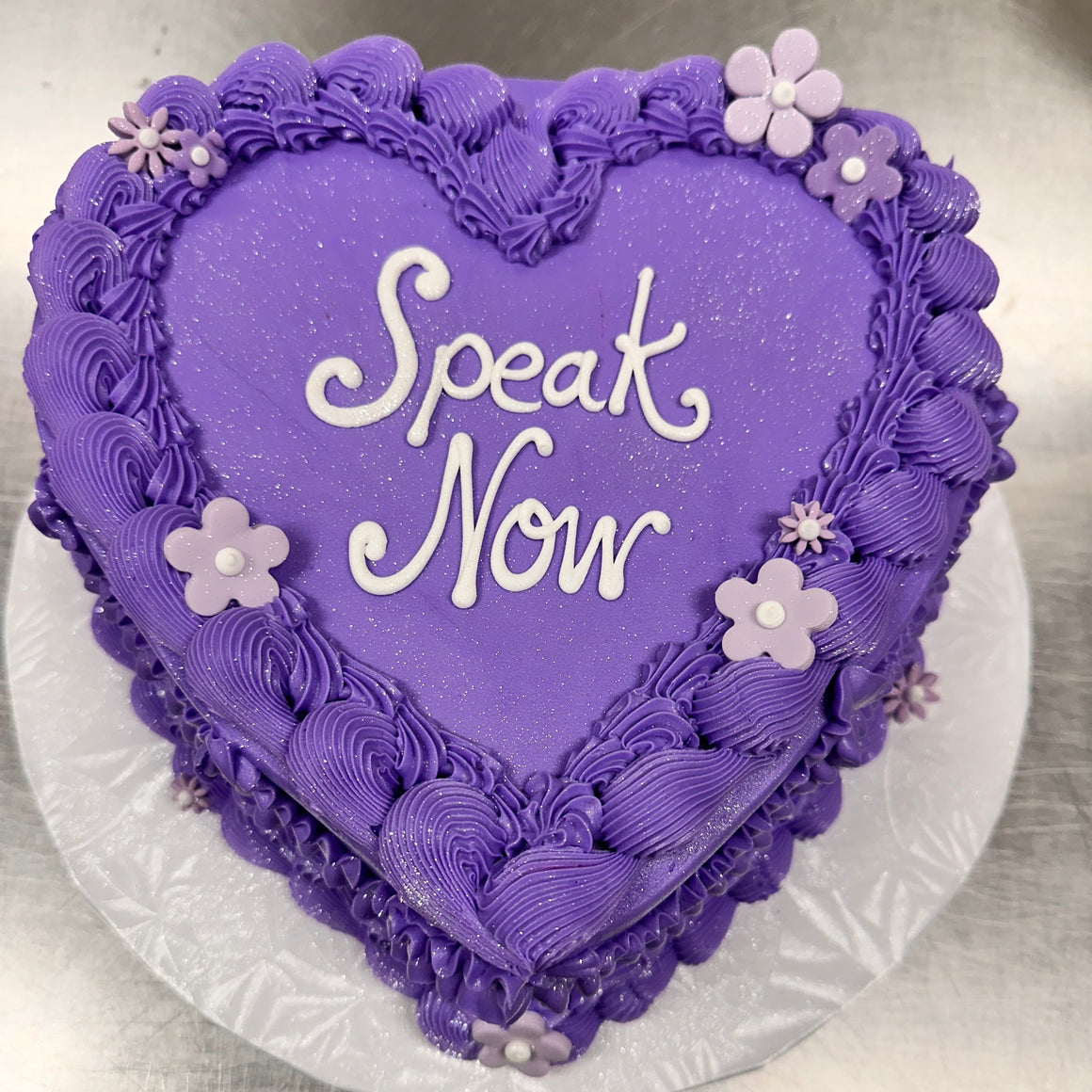 Double Layer 9" Heart Shaped Cake "Speak Now"