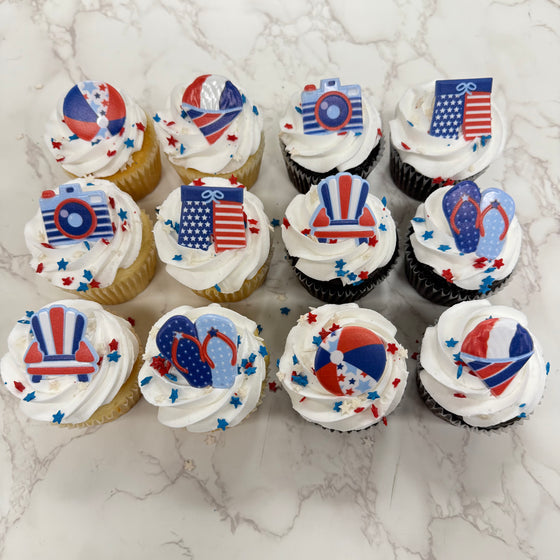 "Celebrate" Red White Blue Summer Cupcakes