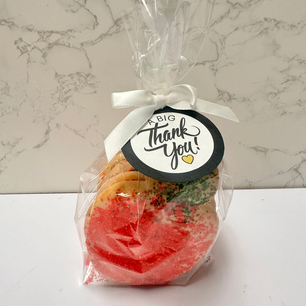 "Thank You" Sugared Apple Cookie 6 Pack with Gift Tag