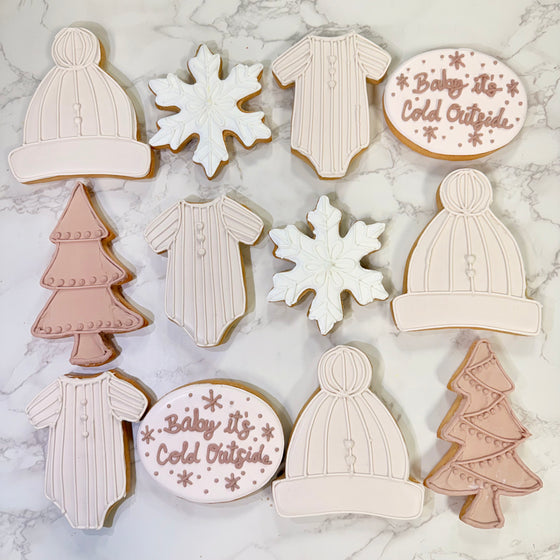 Royal Icing Winter Theme Baby Cookie Dozen