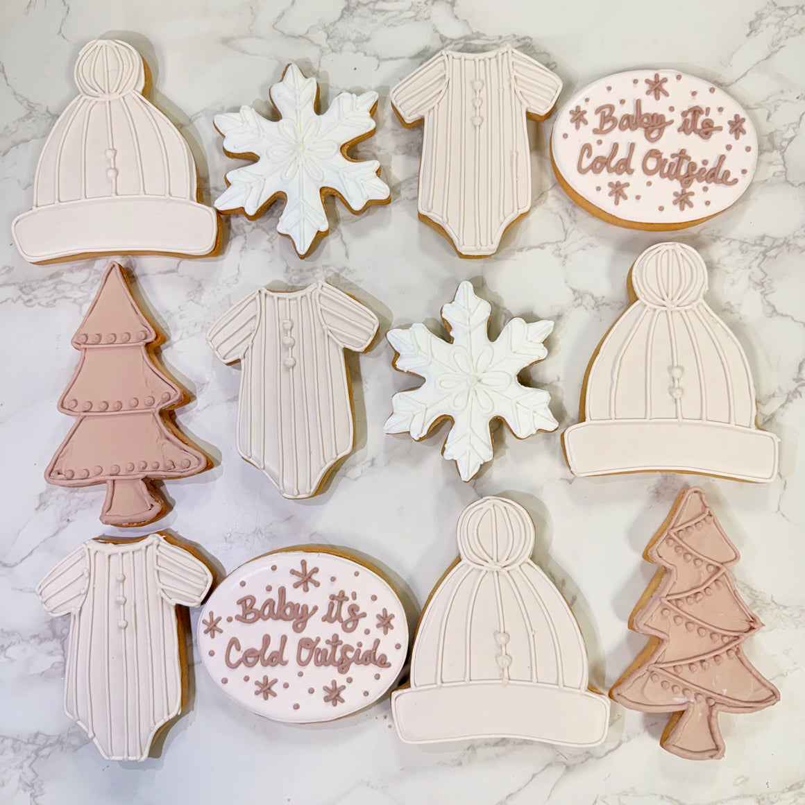 Royal Icing Winter Theme Baby Cookie Dozen
