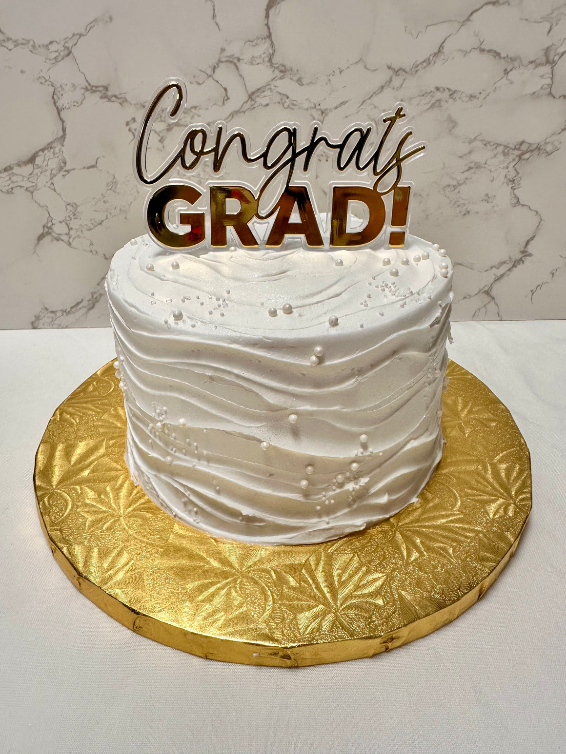 6" Wavy Pearl Congrats Grad Cake