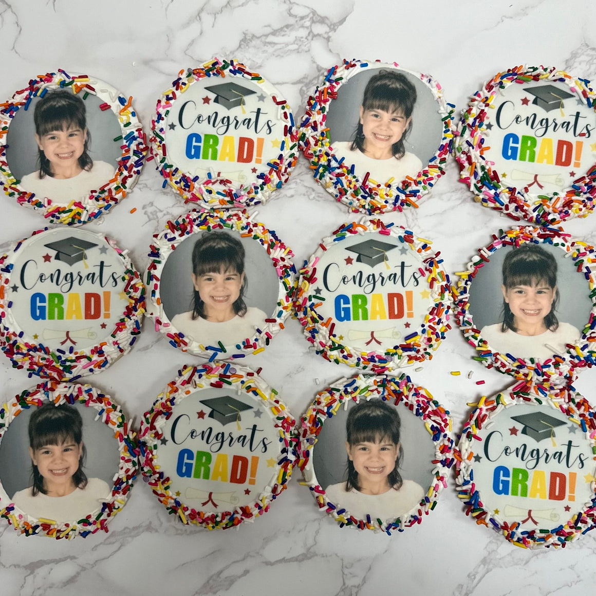 Edible Image Cookies with Sprinkle Border