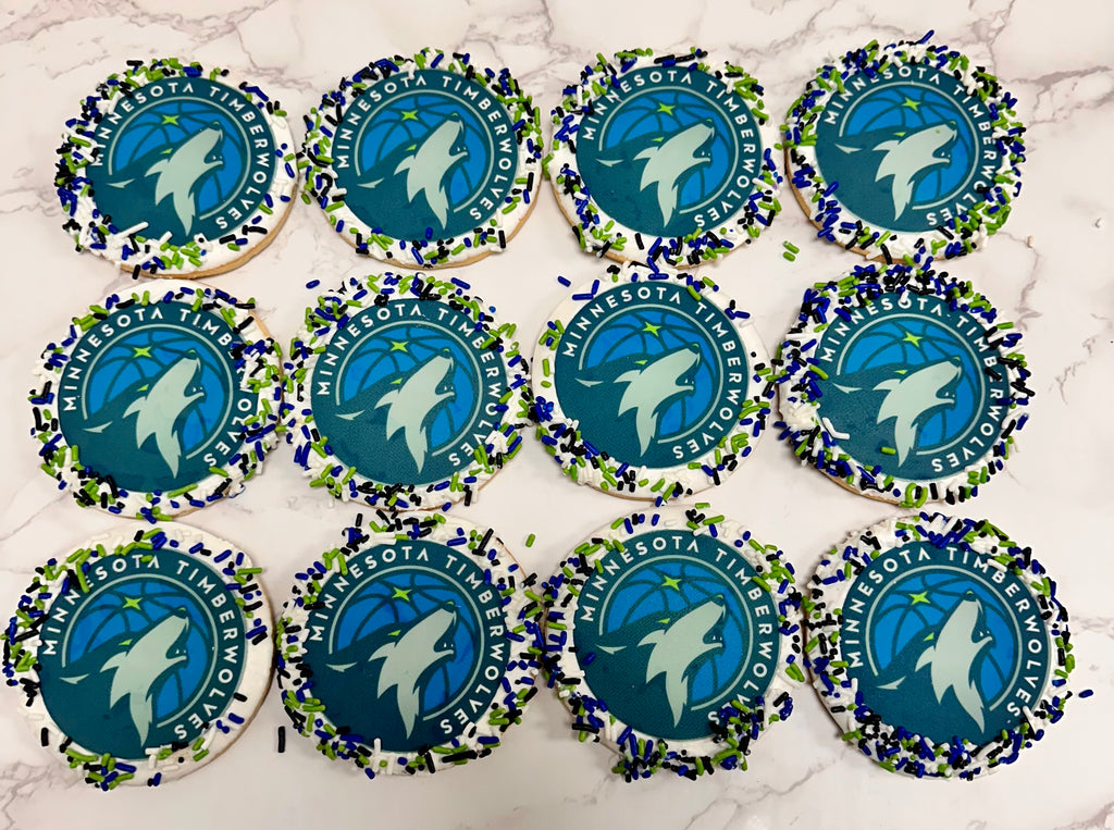 Edible Image Cookies with Sprinkle Border Timberwolves