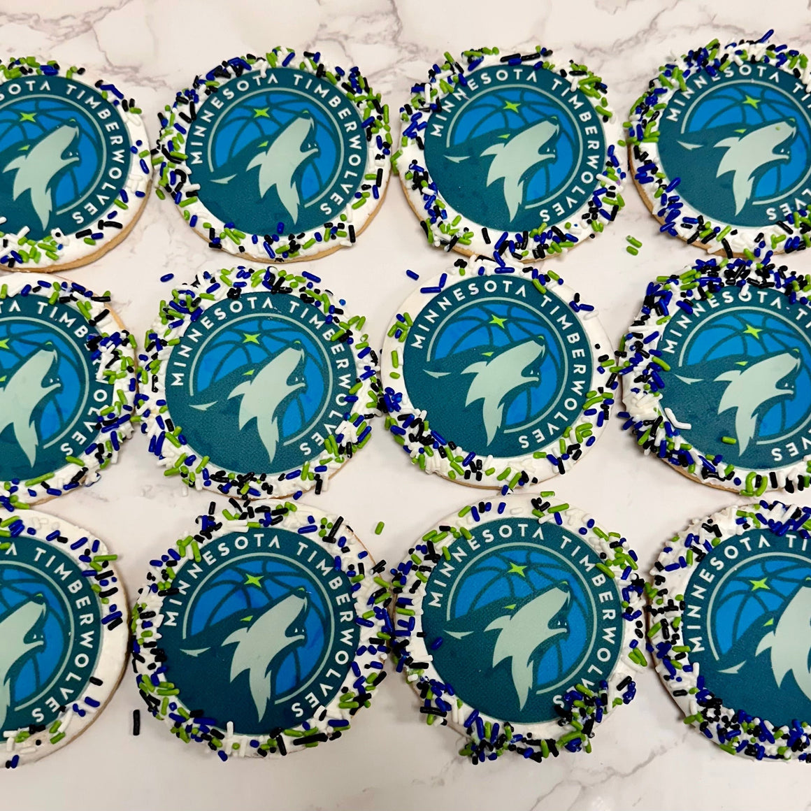 Edible Image Cookies with Sprinkle Border Timberwolves