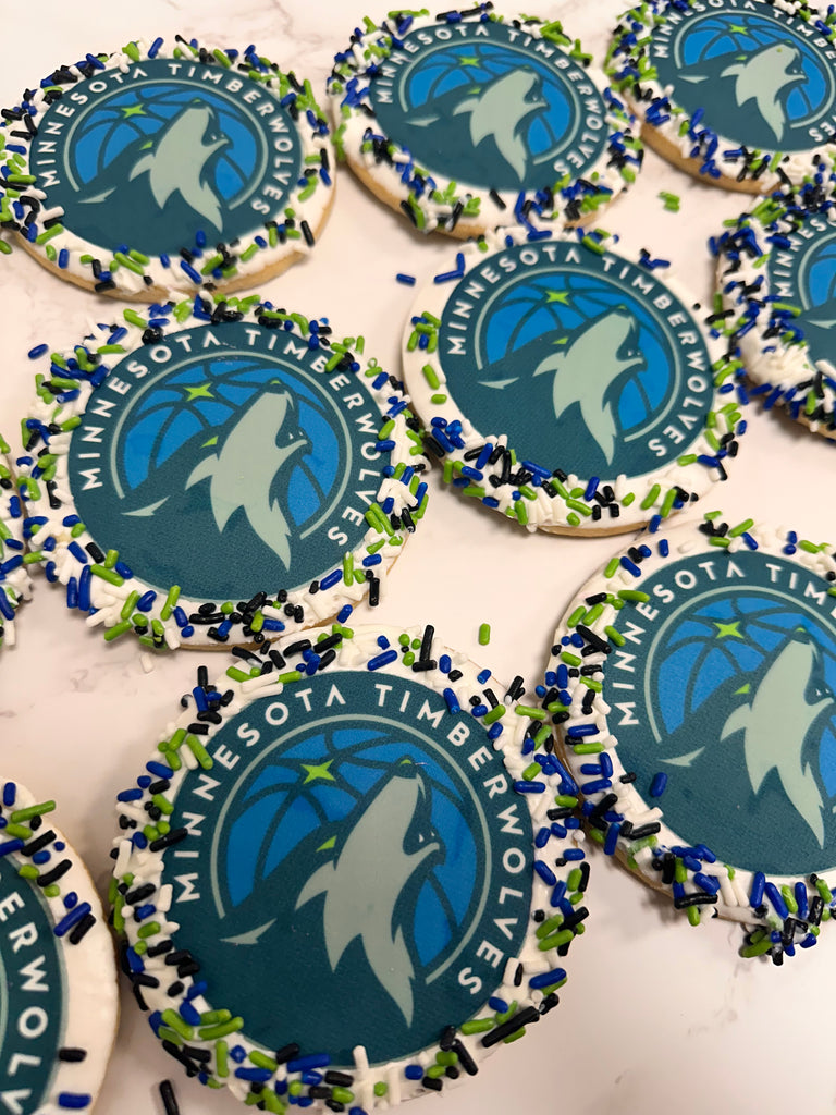 Edible Image Cookies with Sprinkle Border Timberwolves