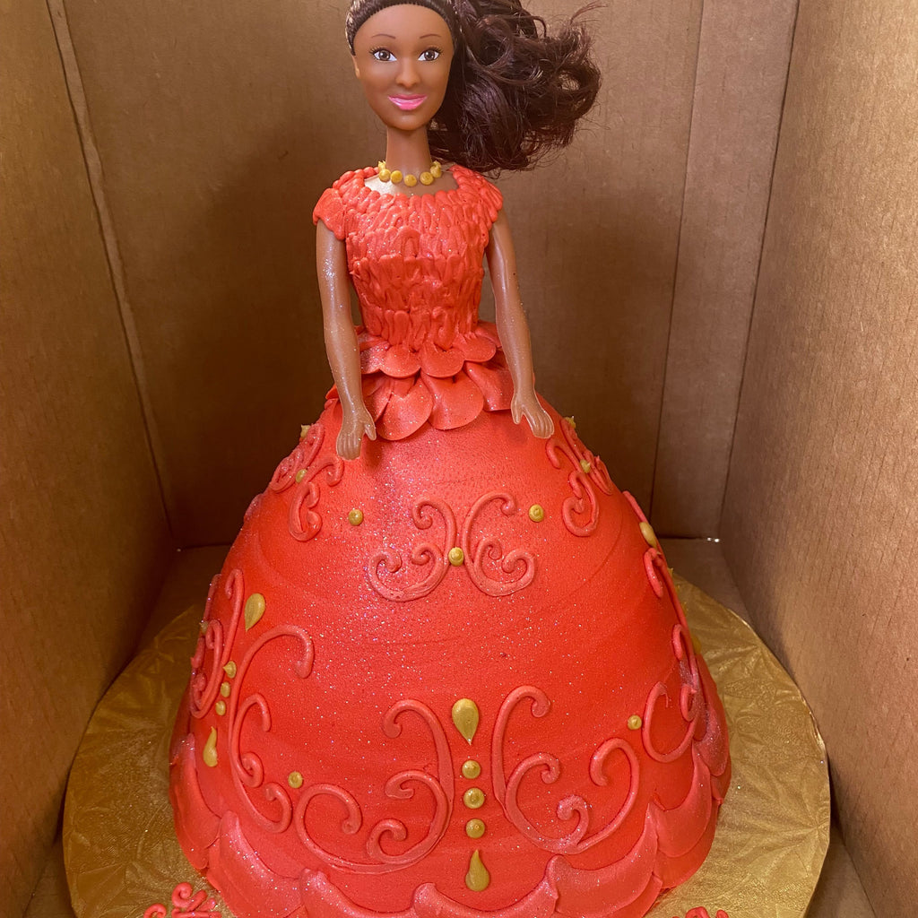 Doll Cake with "Red & Gold" Dress