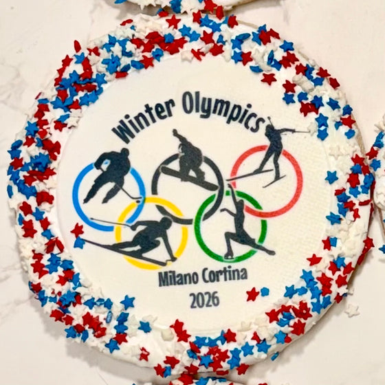 Olympic Edible Image Cookies with Sprinkle Border