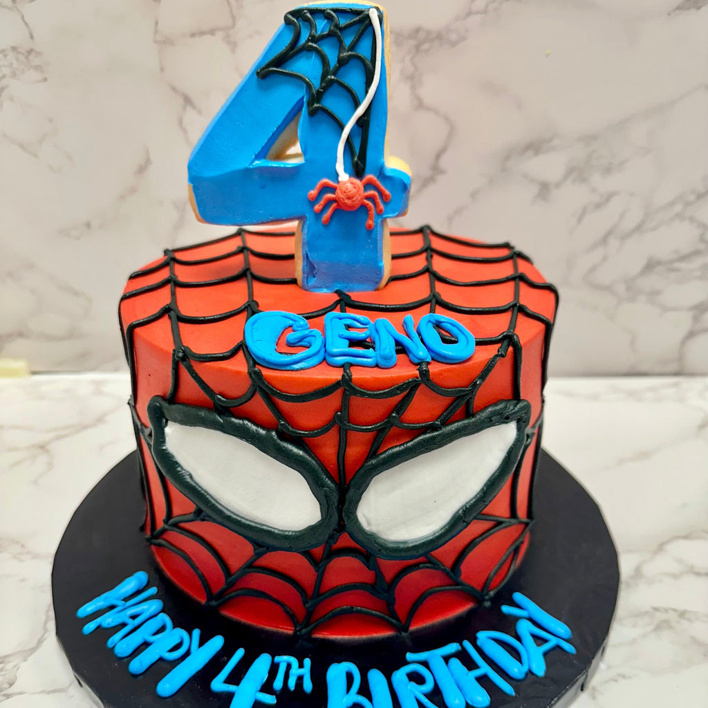 Spiderman Cake with cookie number (3 layer 6" round)