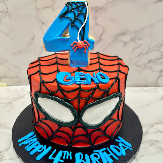 Spiderman Cake with cookie number (3 layer 6" round)