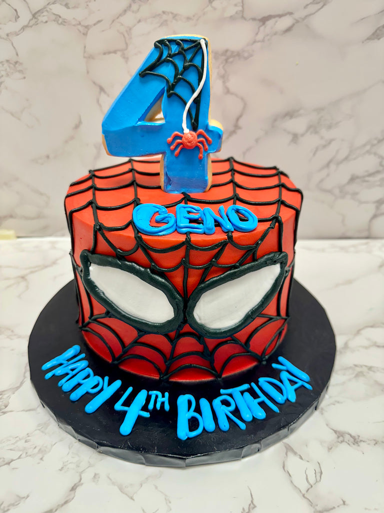 Spiderman Cake with cookie number (3 layer 6" round)