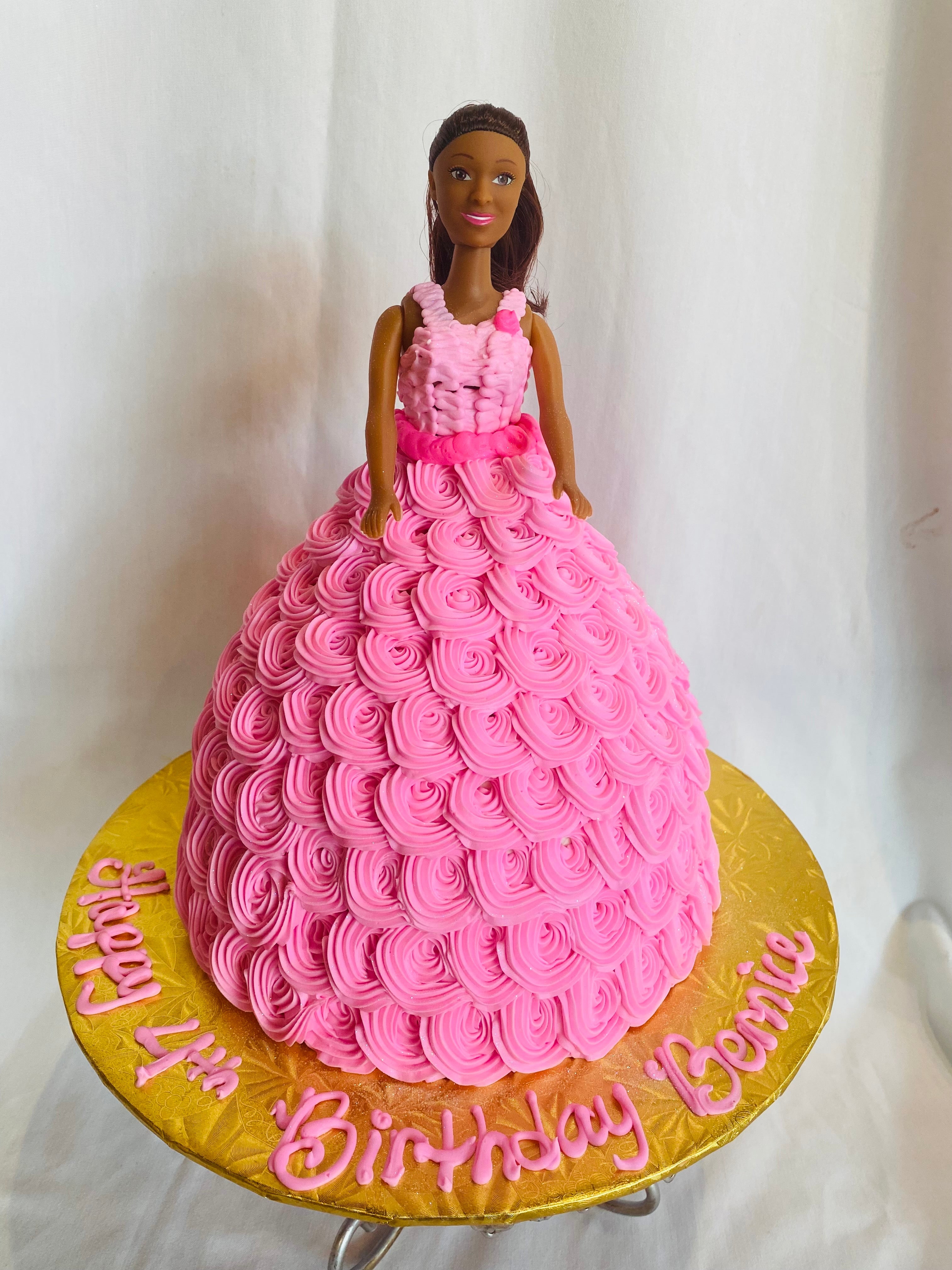 birthday cake dress Doll Cake with "Single-Color Country Rose" Dress