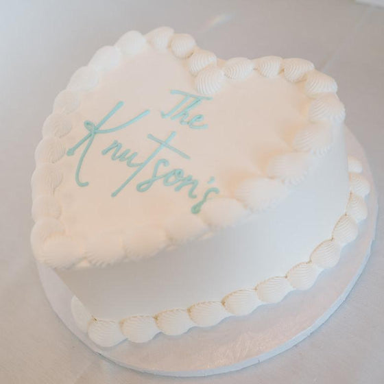 Double Layer 9" Heart Shaped Cake "Wedding White"