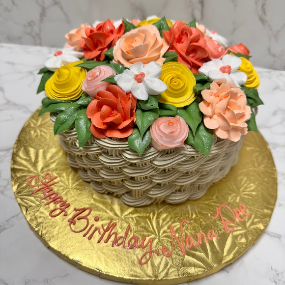 Basket of Flowers 8" Round Cake