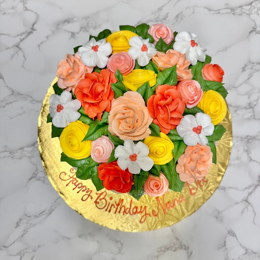 Basket of Flowers 8" Round Cake