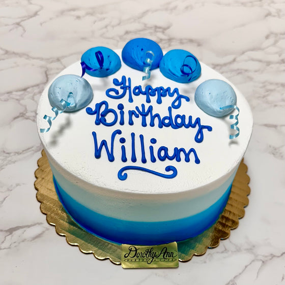 Blue Balloon Cake with Smear Side Design 8" Round