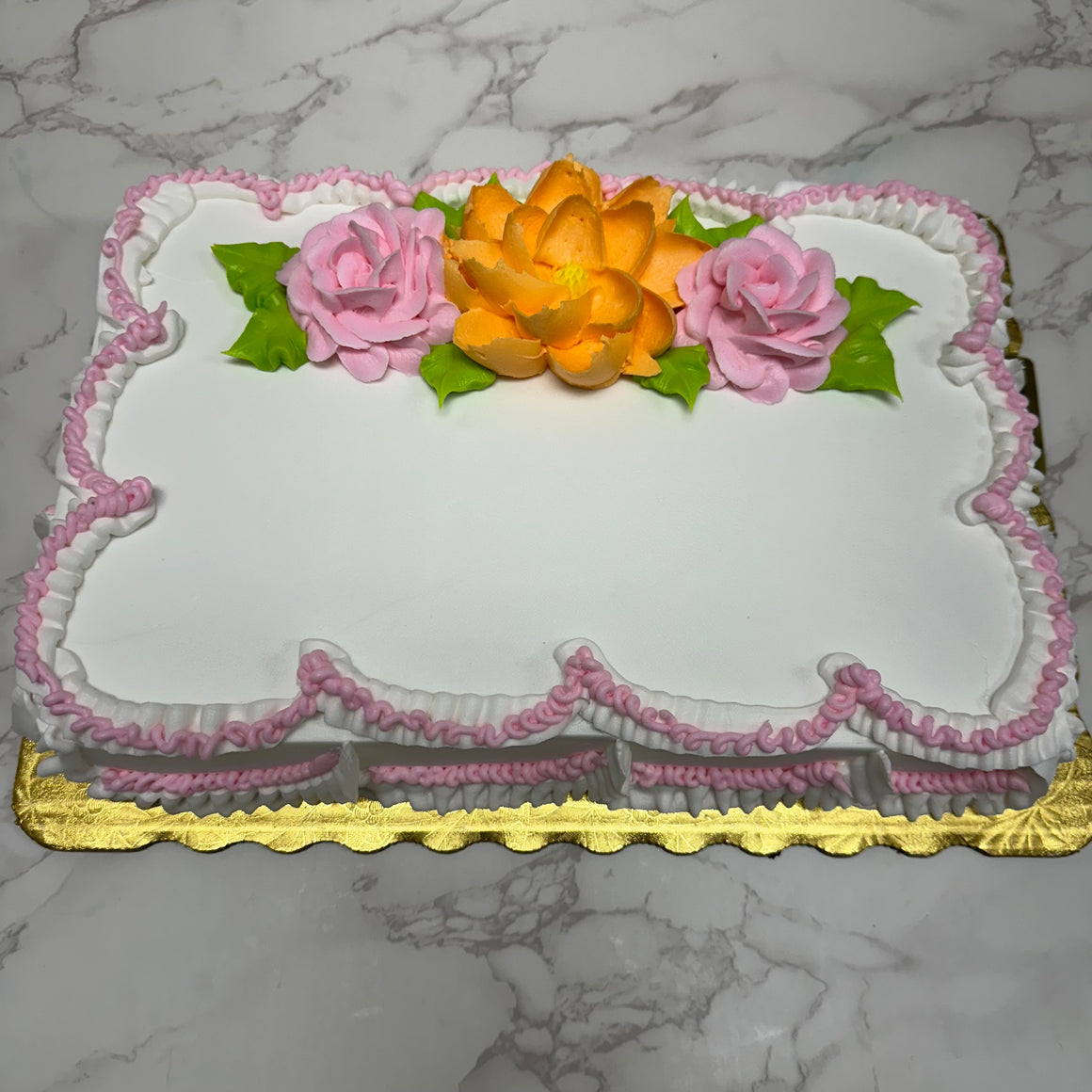 Traditional Floral Design Sheet Cake