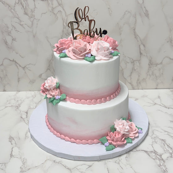 Oh Baby Tiered Cake with Roses and Ombre