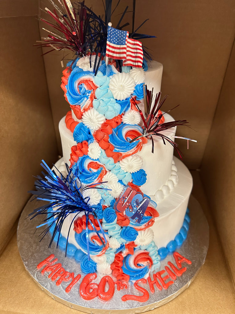 Tiered Patriotic Lisa Design Cake