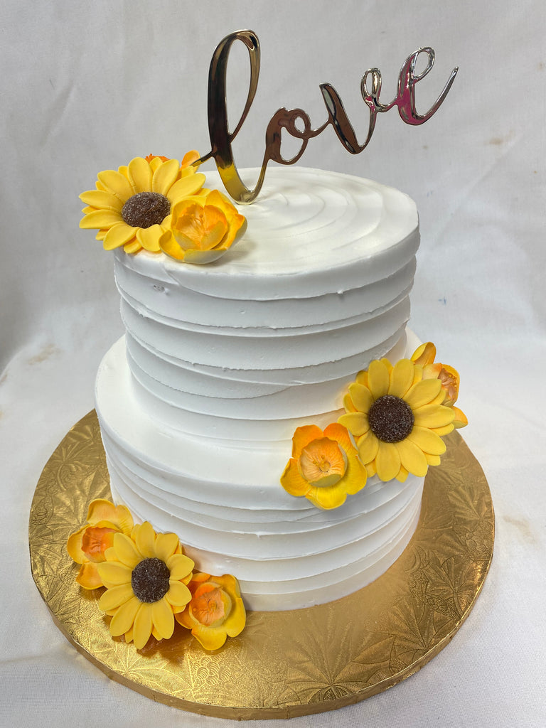 Sunflower Tiered Cake with Topper