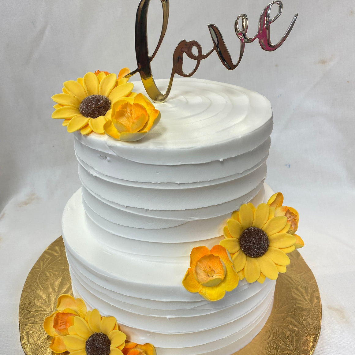 Sunflower Tiered Cake with Topper