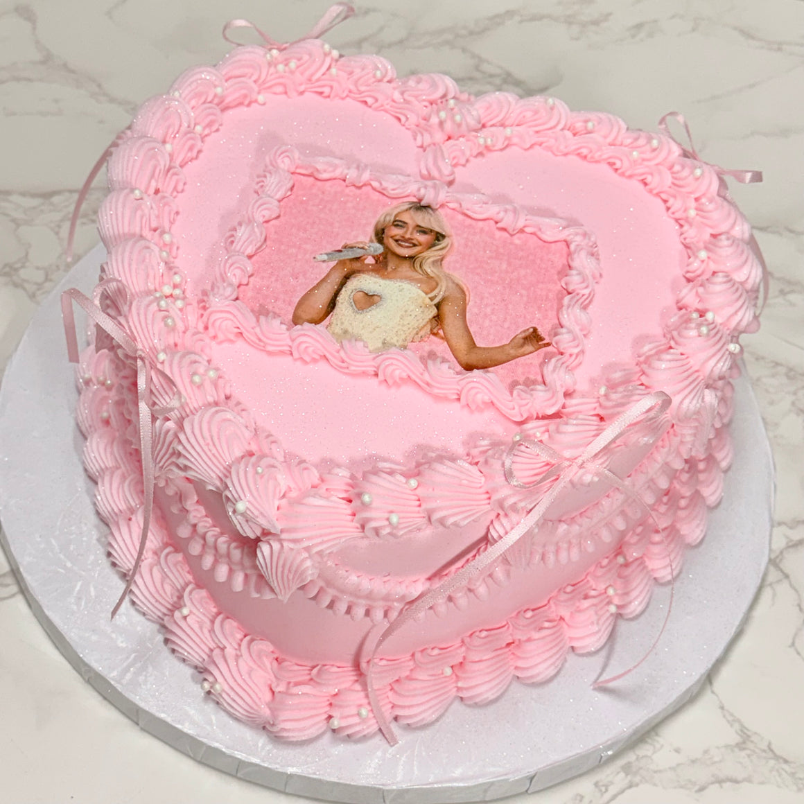 Double Layer 9" Heart Shaped Cake Pink "Sabrina"