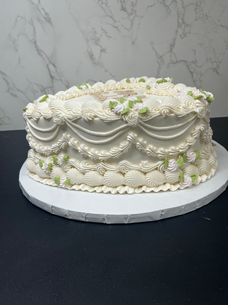 Double Layer 9" Classic White Heart Shaped Cake