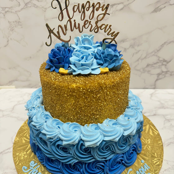 Country Rose/Gold 8"-6" Tiered Cake