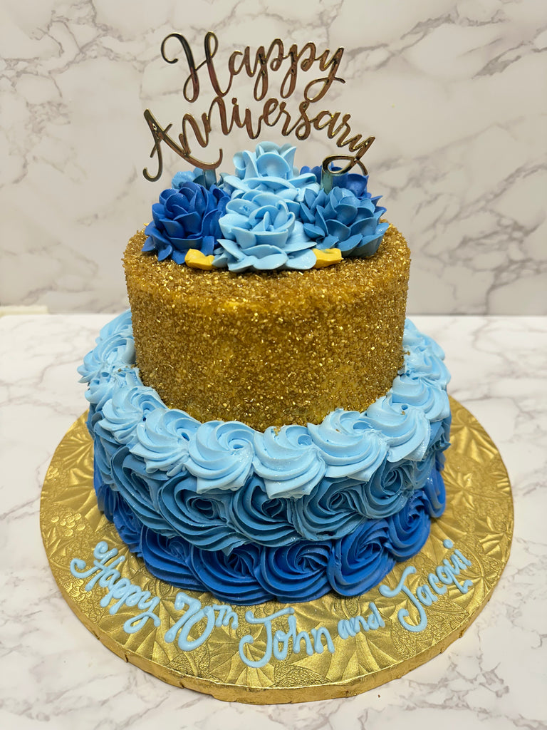 Country Rose/Gold 8"-6" Tiered Cake