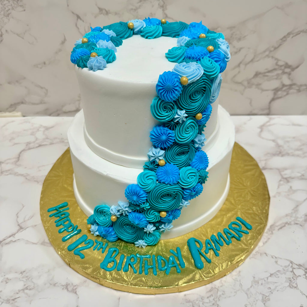 Cascade of Rosettes Tiered Cake