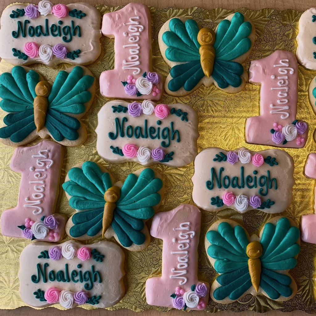 Dozen Bright Butterfly Birthday Cookies