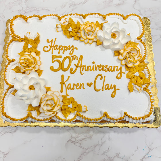 Double Floral Buttercream Cascade "Golden Anniversary"