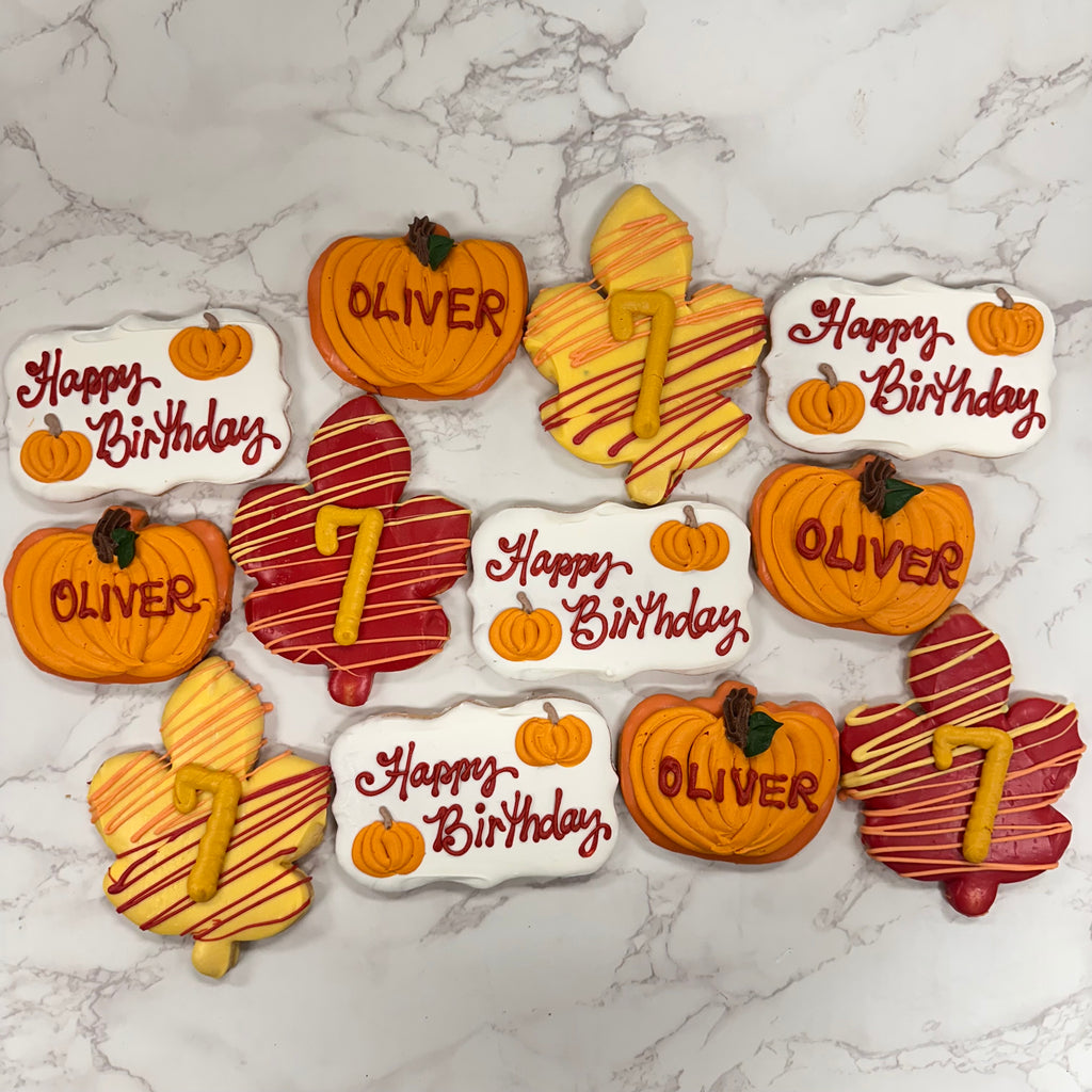 "Fall Theme" Birthday Cookies Dozen