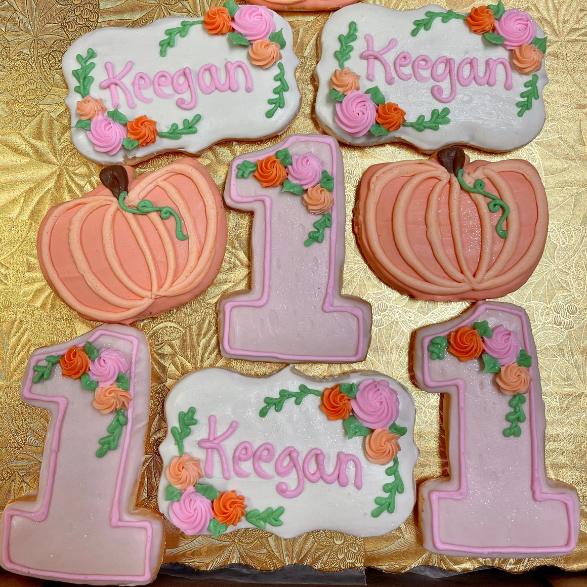 Floral Pumpkin Theme Cookies