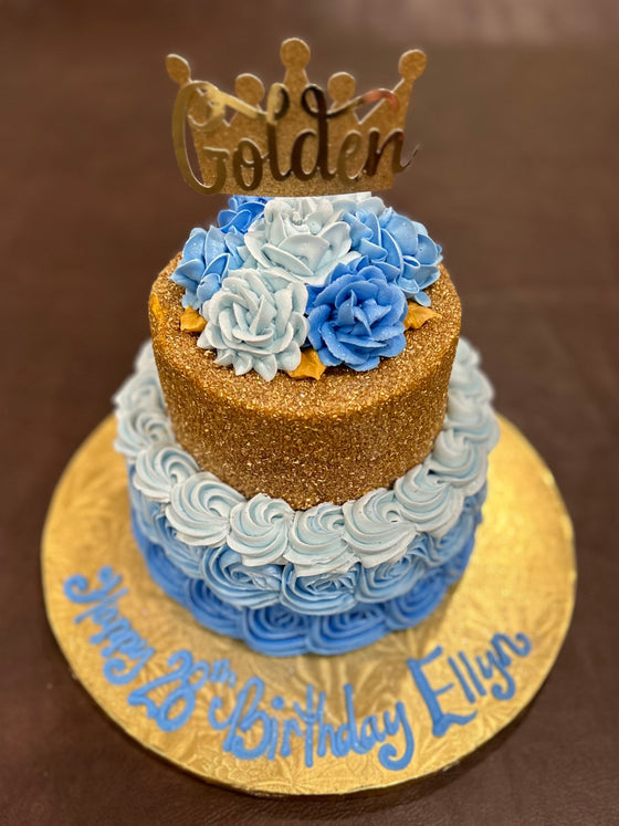 Country Rose/Gold 8"-6" Tiered Cake (requires 7-10 day notice)