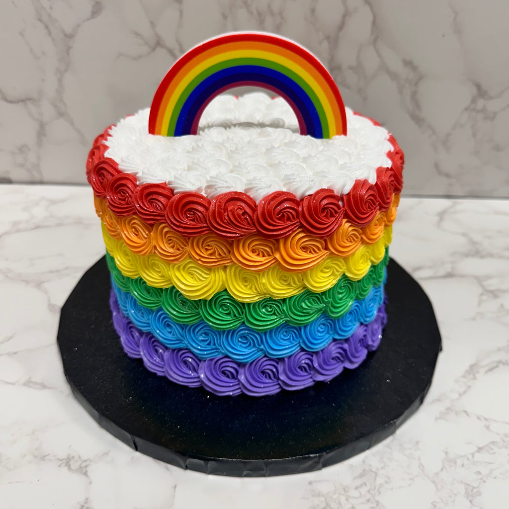 Country Rose Gumpaste Rainbow Cake