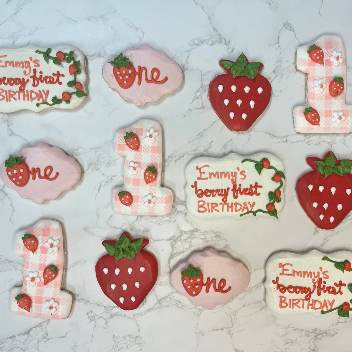 Dozen "Berry Birthday" Theme Cookies