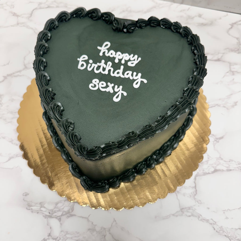 Double Layer 9" Heart Shaped Cake "All Black"