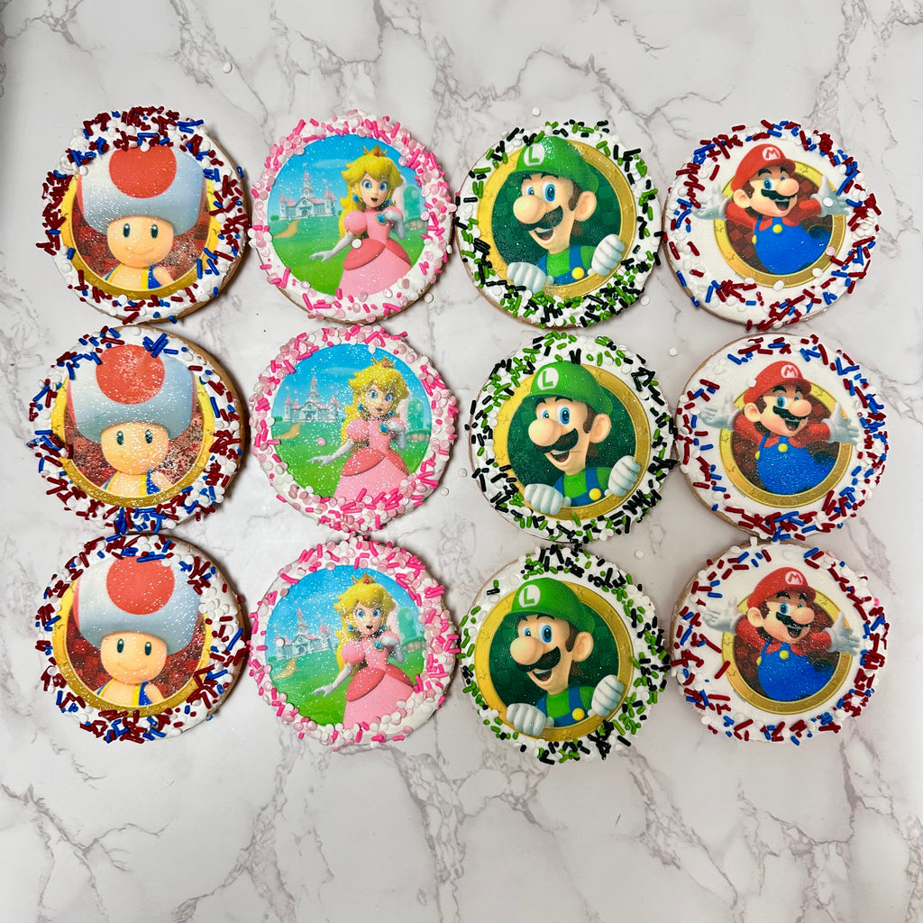 Edible Image Cookies with Sprinkle Border Super Mario & Friends