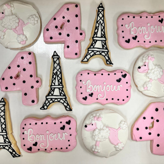 Dozen Paris Theme Cookies