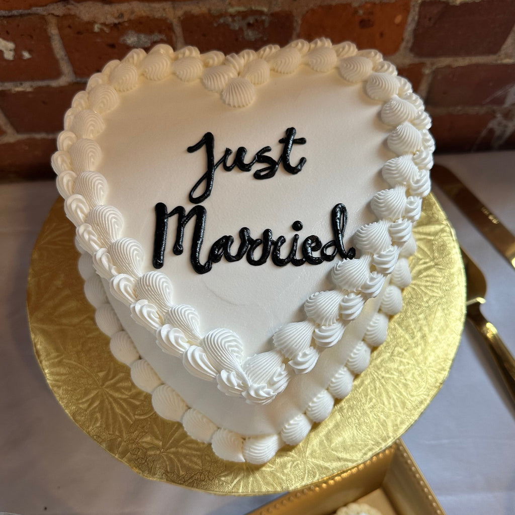 Double Layer 9" Heart Shaped Cake "Just Married"