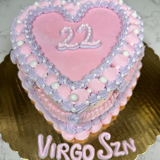 Double Layer 9" Heart Shaped Cake "Pink & Lavender"