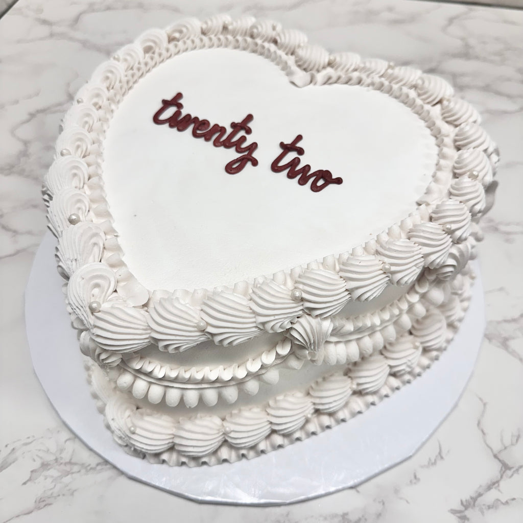 Double Layer 9" Heart Shaped Cake "The White Version"