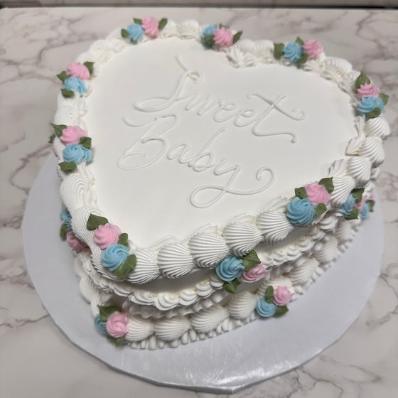 Double Layer 9" Heart Shaped Cake "Gender Reveal"